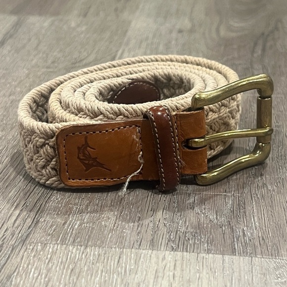 Kahala Torino Size 38 Stretch Knit Woven Made in Italy Khaki Belt - Picture 1 of 13